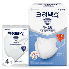 크리넥스 유한킴벌리 라이트핏 마스크 소형 KF80, 흰색, 4개, 10개입