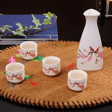 Lamour 粉色清酒杯組, 1組, 酒瓶+酒杯*4入