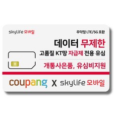 유심- KT skylife모바일 유심비지원 사은품 알뜰폰 자급제 LTE/5G 갤럭시S/아이폰13 사용가능