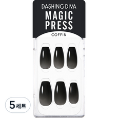 데싱디바 매직프레스 네일팁 세트, 클리어 블랙, 5개