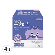 아이수 무방부제 구강티슈 50매입, 309g, 4개