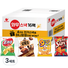 와우스낵 과자 선물세트, 포카칩 30g x 4p + 꼬북칩 30g x 4p + 오감자 30g x 4p + 돌아온 썬칩 48g x 4p, 3세트