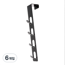 4단 세로 도어훅 행거 옷걸이, 블랙, 6개