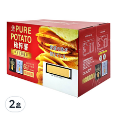 KOIKEYA 湖池屋 PURE POTATO 純粹薯 中元佳節福箱, 6包入 整箱販售, 松露干貝 x 3包 + 極品岩塩 x 3包, 2盒