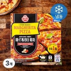 오뚜기 돌판오븐에 구워만든 마르게리타 피자 레귤러 사이즈 2~3인분용 (냉동), 300g, 3개