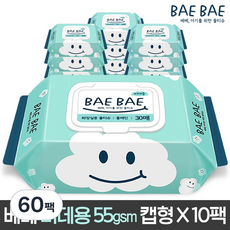 BAEBAE 베베 아기물티슈 물티슈 비데용 55gsm캡형, 30매, 60팩