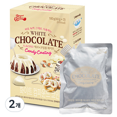 브레드가든 데코 코팅용 컴파운드 버튼 화이트 초콜릿 파우치형 3p, 180g, 2개
