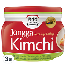 JONGGA 宗家府 泡菜 白菜切塊, 經典原味 甜酸辣平衡, 300g, 3罐