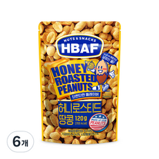 HBAF 넛츠 앤 스낵스 허니로스티드 땅콩, 120g, 6개