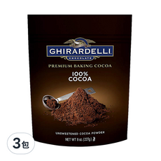 GHIRARDELLI 鷹牌無糖可可粉，優質烘焙，100% 可可, 227g, 3包