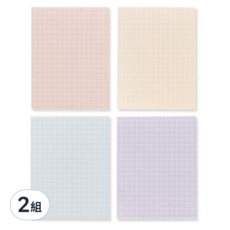 Monolike Smoothies系列 格紋便條紙4件組 106 x 80mm, 蜜桃色 + 黃沙色 + 薄荷綠 + 薰衣紫, 2組, 4本