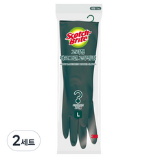스카치브라이트 3M 고리형 고무장갑 양손착용 세트, 다크그린, 대(L), 2세트 대(L), 다크그린, 2세트