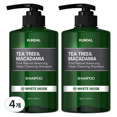 쿤달 딥 클렌징 지성 샴푸 화이트머스크향, 500ml, 4개