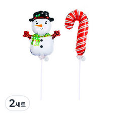 인디케이 크리스마스 풍선 스노우맨 5p + 캔디케인 5p + 풍선막대 10p, 혼합색상, 2세트
