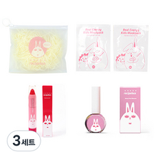 레시피박스 어린이 여행용 심플 메이크업 세트, 휴대용 파우치 + 어린이 마스크팩 2p + 립크레용 + 매니큐어 글로시펄 블라썸, 3세트 휴대용 파우치 + 어린이 마스크팩 2p + 립크레용 + 매니큐어 글로시펄 블라썸, 3세트