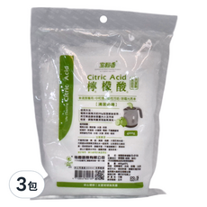 室翲香 檸檬酸, 食品級, 清潔專用, 中和鹼性汙垢, 除霧光亮, 400g袋裝, 3包, 400g
