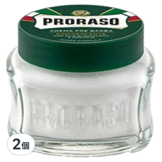 PRORASO 鬍前軟化膏 綠標 沁涼薄荷, 95%以上天然成分，100ml, 2個