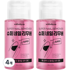 위드샨 대용량 펌프형 슈퍼 네일 리무버, 200ml, 4개 - 위드샨아세톤