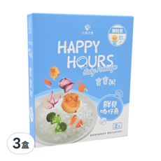 HAPPY HOURS 寶寶粥套裝, 100%無添加, 鮮貝吻仔魚, 300g, 3盒
