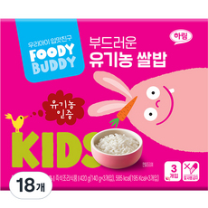 푸디버디 부드러운 유기농 쌀밥 3p, 140g, 18개