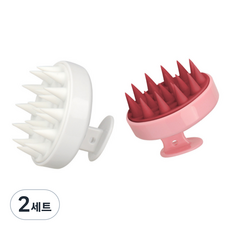글로우스푼 샴푸 두피마사지 브러쉬 2종 세트, 핑크, 화이트, 2세트