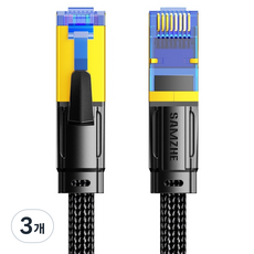 SAMZHE CAT8 FFTP 직조 초고속 기가 랜선 인터넷 랜케이블, 블랙, 3개, 2m