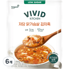 비비드키친 저당 닭가슴살 김치죽, 250g, 6개