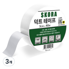 스코라 덕트 테이프 화이트 5cm x 40m, 3개