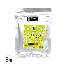 코겐 헤나파우더 염색약 100g, 블랙, 3개