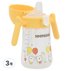 순수아 유아용 추달린 원터치 스파우트컵 240ml, 옐로우, 3개