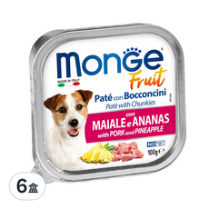 monGe 瑪恩吉 倍愛滿滿蔬果 主食犬餐盒, 豬肉 + 鳳梨, 100g, 6盒
