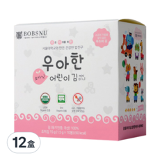 BOBSNU 兒童海苔 10包入, 無調味, 15g, 12盒