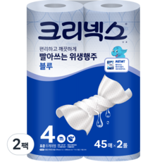 크리넥스 빨아쓰는 위생행주 블루 45매, 4개