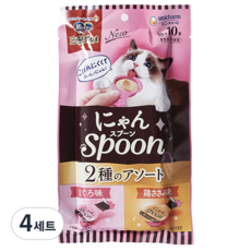 유니참긴노스푼 고양이 냥스푼 습식 간식 10개입, 혼합맛(참치 / 닭가슴살), 100g, 4개