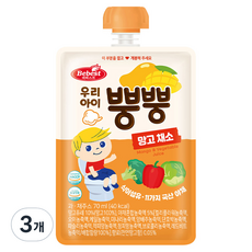 베베스트 우리 아이 뿡뿡 주스, 3개, 혼합맛(망고/채소), 70ml - 베베스트