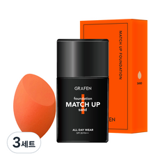 그라펜 매치업 파운데이션 40ml + 엣지 컷 퍼프, 24호 샌드, 3세트