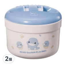 KU.KU Duckbill 酷咕鴨 密封式兩用粉撲盒 藍色 50ml 兩入組 寶寶護膚 嬰兒用品, 2個