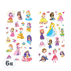 AVEnIR 美甲&紋身貼紙 Set, 260+ 貼紙, 夢幻公主主題, 免洗, 輕鬆卸除, 不傷指甲, 無殘留, 夢幻公主, 6組