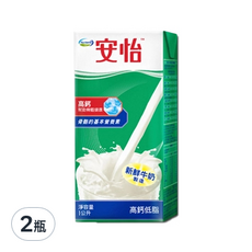 安怡高鈣低脂牛乳，來自紐西蘭，高鈣營養，含維生素D，不含防腐劑, 1L, 2入