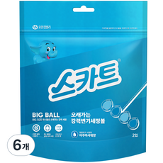 스카트 오래가는 강력 변기 세정볼 아쿠아샤워향 2p, 120g, 6개