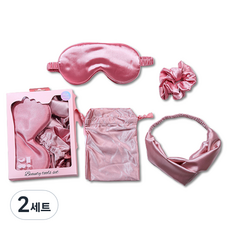 Scawiz高級絲綢睡眠眼罩+髮帶+髮圈+收納包組 2號 粉色, 2套