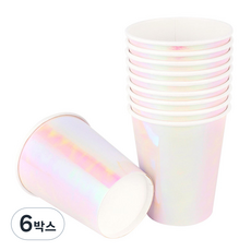 메탈릭 파티컵 홀로그램 화이트 240ml, 6개