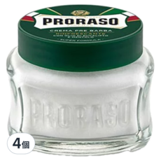 PRORASO 鬍前軟化膏 綠標 沁涼薄荷, 95%以上天然成分，100ml, 4個