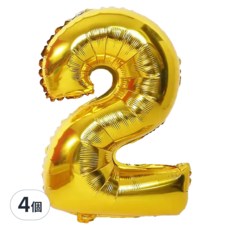 數字氣球, 約32吋, 彩卡 亮金, 4個