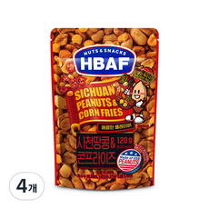 HBAF 넛츠 앤 스낵스 사천 땅콩 앤 콘프라이즈, 120g, 4개