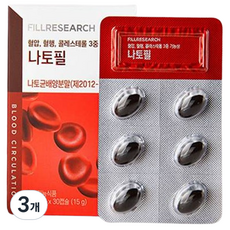 필리서치 나토필 나토키나제 혈압 혈행 콜레스테롤 영양제 15g, 30정, 3개