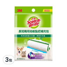 3M Scotch-Brite 百利 長短兩用地板黏把補充包 50張 3捲, 3包