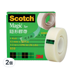 3M Scotch 隱形膠帶，黏貼修補不影響美觀，表面可書寫，霧面設計，手撕設計, 2個