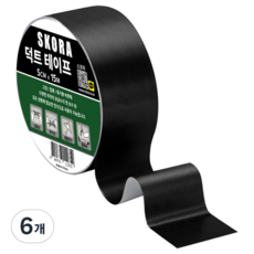 스코라 덕트 테이프 검정 5cm x 15m, 6개