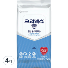 크리넥스 안심 손소독 티슈 휴대형, 32매, 4개